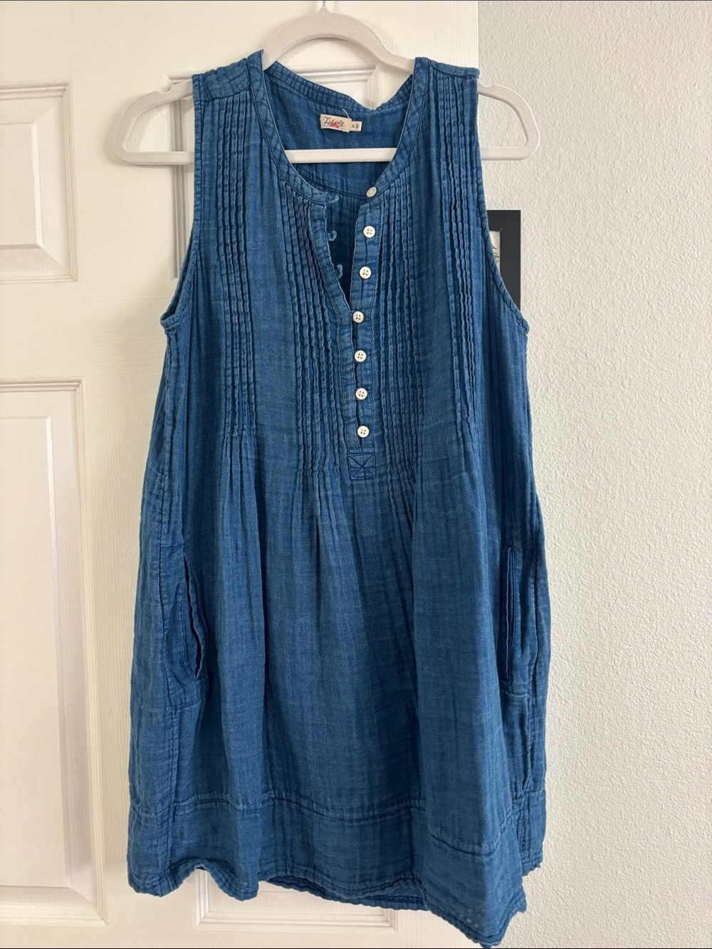 Faherty Indigo Blue Sleeveless Mini Dress